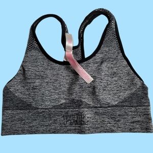 PINK Grey Racerback Sports Bra